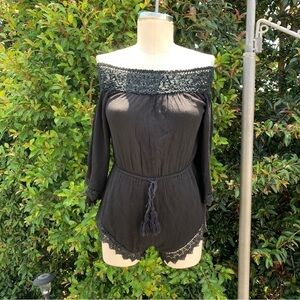 Ina Romper Black Long Sleeve Women’s Small One Piece Shorts